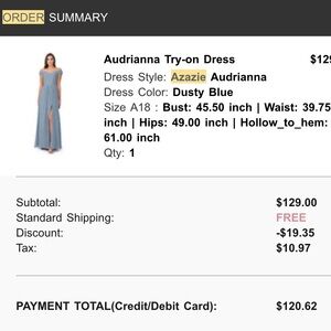 Dusty Blue Azazie floor length dress